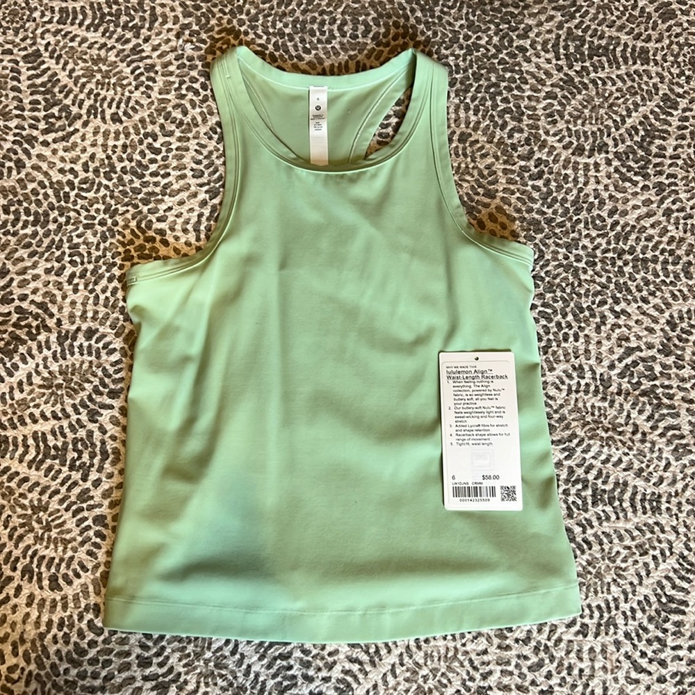 Lululemon Align Waist Lengthh Racerback size 6, seaweed green color